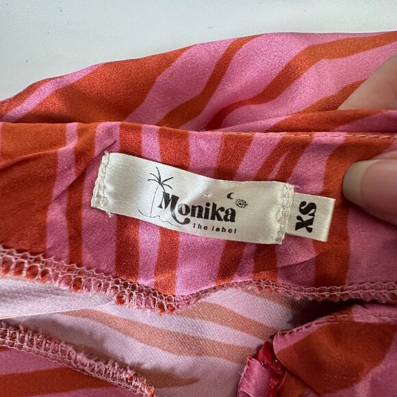 Monika Rust Orange Pink Patti Animal Print Maxi Skirt 100% Pure Silk XS - Picture 7 of 13